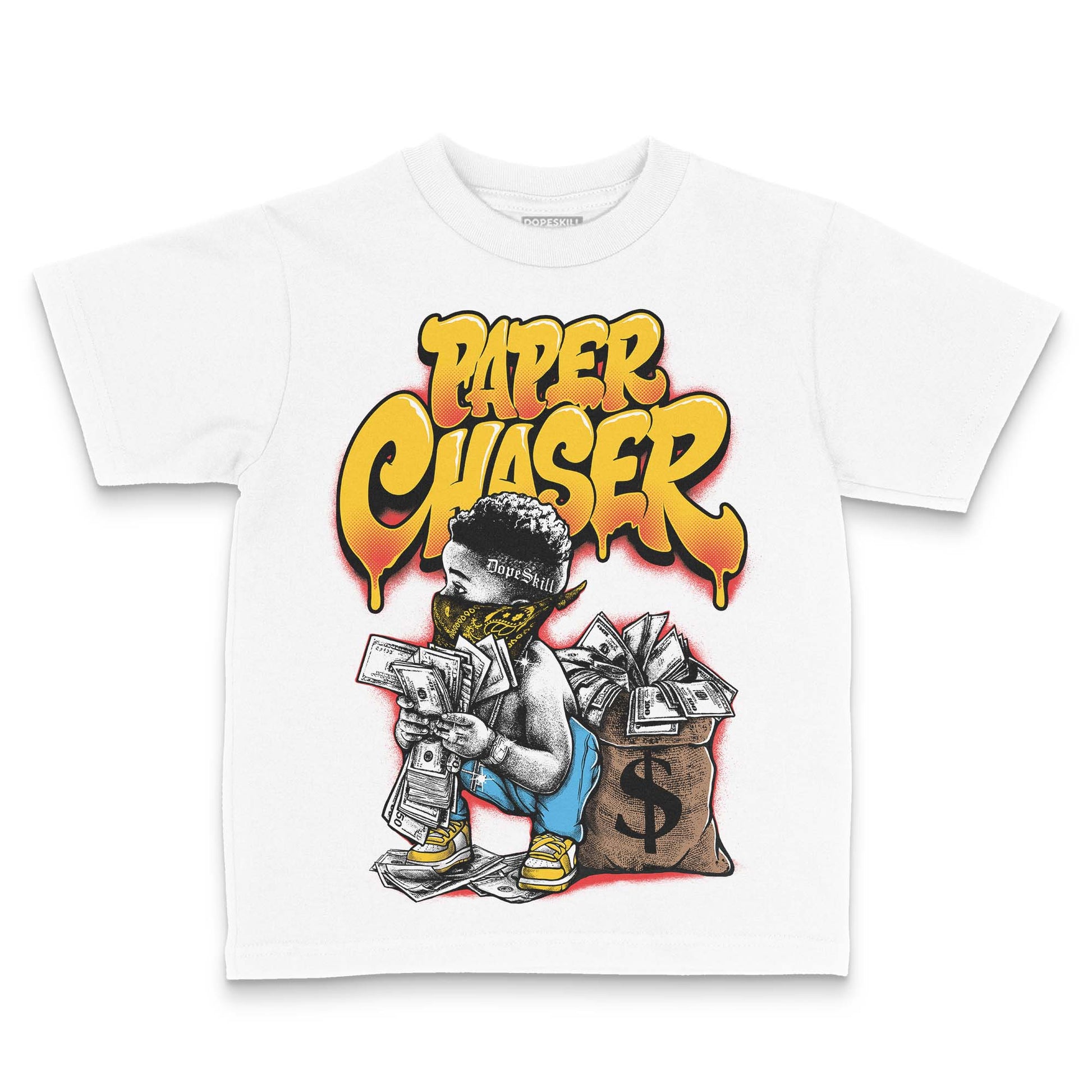 Yellow Sneakers DopeSkill Toddler Kids T-shirt Paper Chaser Boy Graphic Streetwear - White