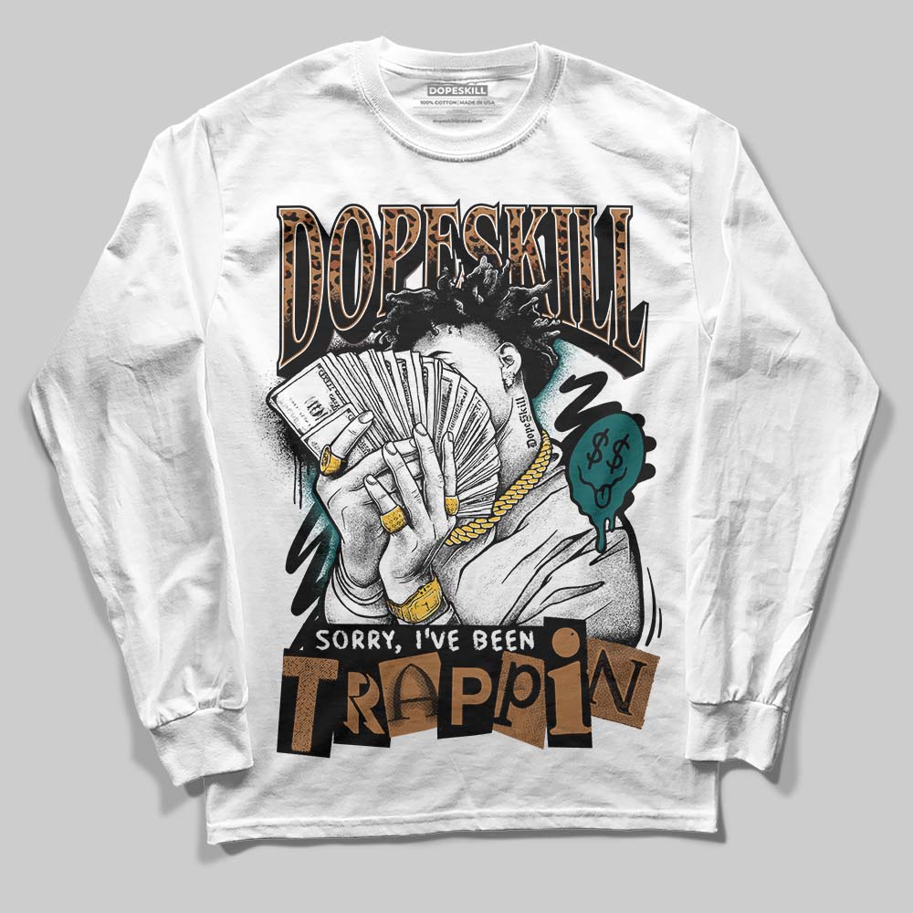 Adidas Samba OG Leopard Pack Collegiate Green DopeSkill Long Sleeve T-Shirt Sorry I've Been Trappin Graphic Streetwear - White