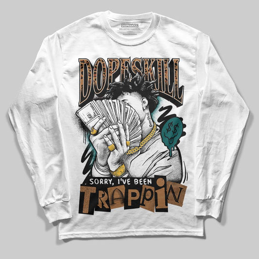 Adidas Samba OG Leopard Pack Collegiate Green DopeSkill Long Sleeve T-Shirt Sorry I've Been Trappin Graphic Streetwear - White