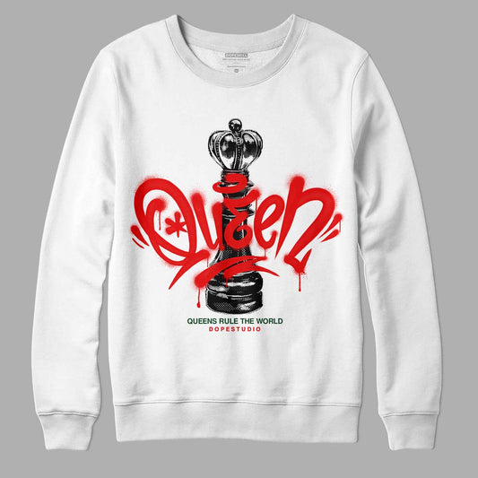 Jordan 2 White Fire Red DopeSkill Sweatshirt Queen Chess Graphic Streetwear - White