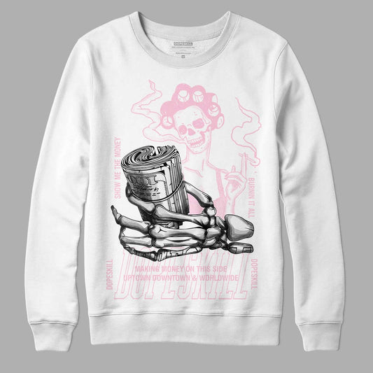 Dunk Low LX Pink Foam DopeSkill Sweatshirt Show Me The Money Graphic Streetwear - White