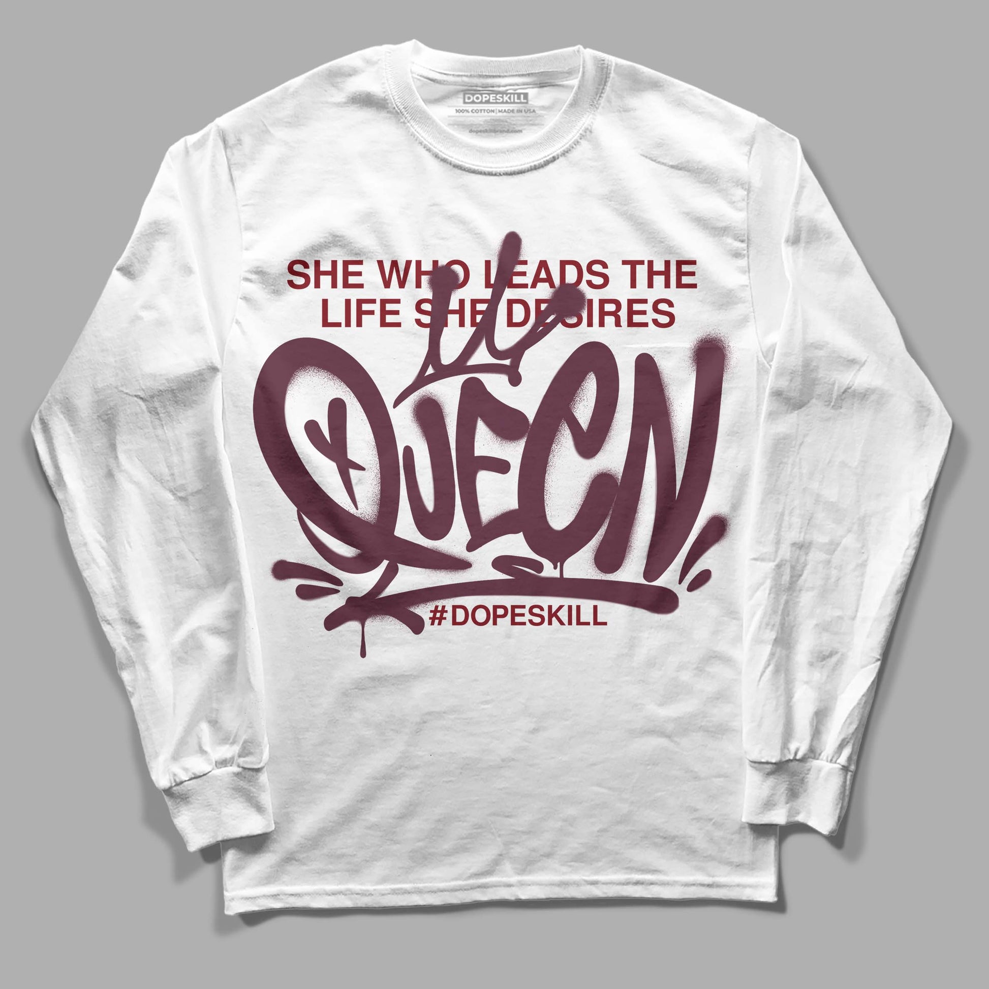 Jordan 5 Retro Burgundy (2023) DopeSkill Long Sleeve T-Shirt Queen Graphic Streetwear - White