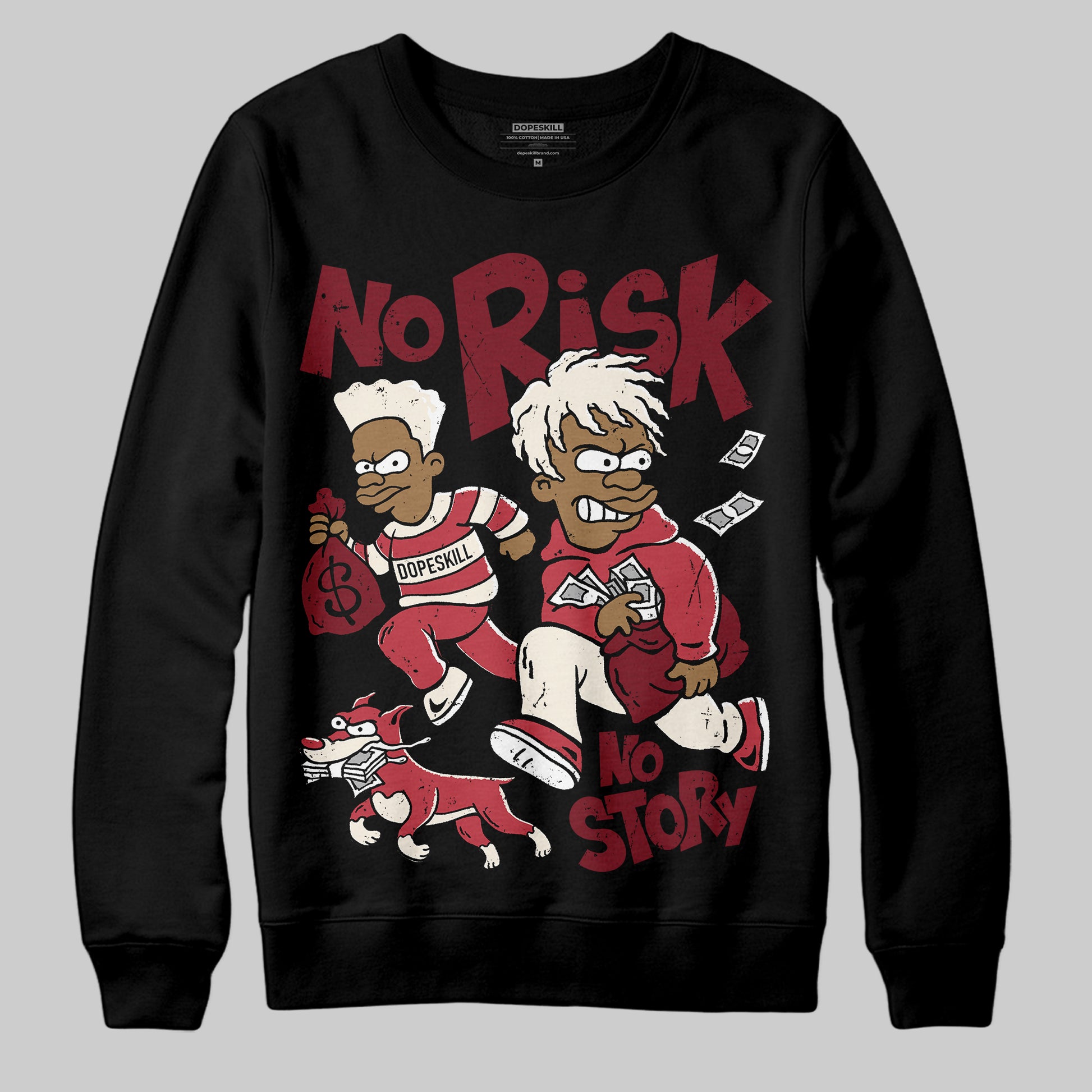 Jordan 4 “Sierra Red" DopeSkill Sweatshirt No Risk No Story Graphic Streetwear - Black
