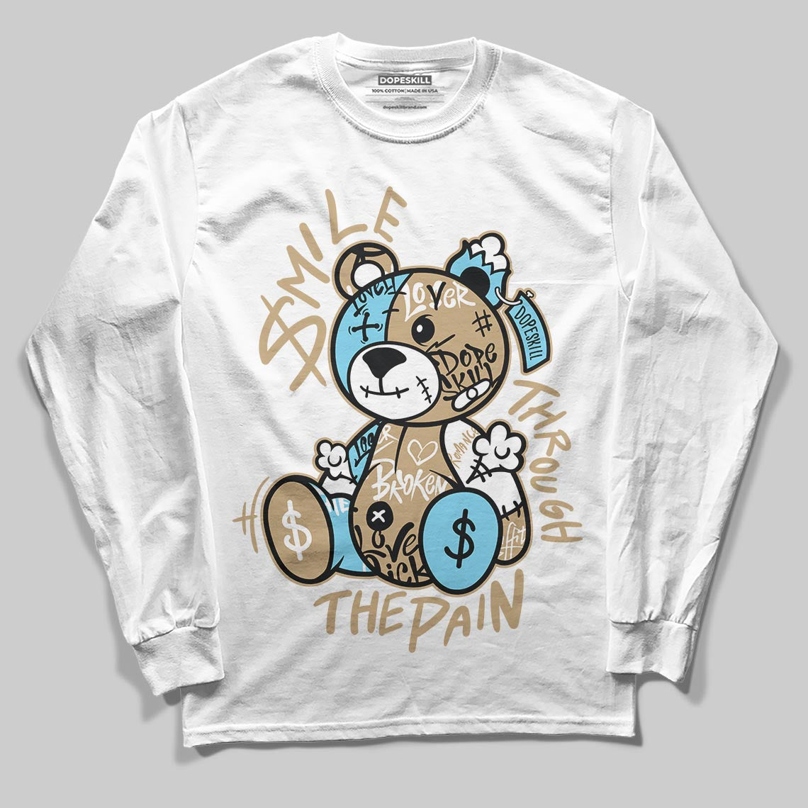 Jordan 11 City Pack “H-Town” DopeSkill Long Sleeve T-Shirt Smile Through The Pain Graphic Streetwear - White