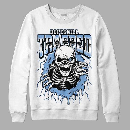 Jordan 5 Retro University Blue DopeSkill Sweatshirt Trapped Halloween Graphic Streetwear - White