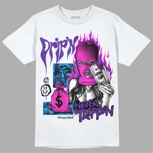 PURPLE Sneakers DopeSkill T-Shirt Drip'n Never Tripp'n Graphic Streetwear - White