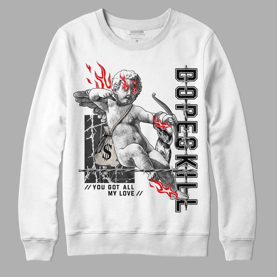 Jordan 3 “Off Noir” DopeSkill Sweatshirt You Got All My Love Graphic Streetwear - White