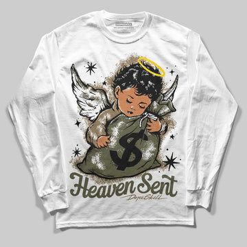 Adidas Samba OG Focus Olive Gum DopeSkill Long Sleeve T-Shirt Heaven Sent Graphic Streetwear - White