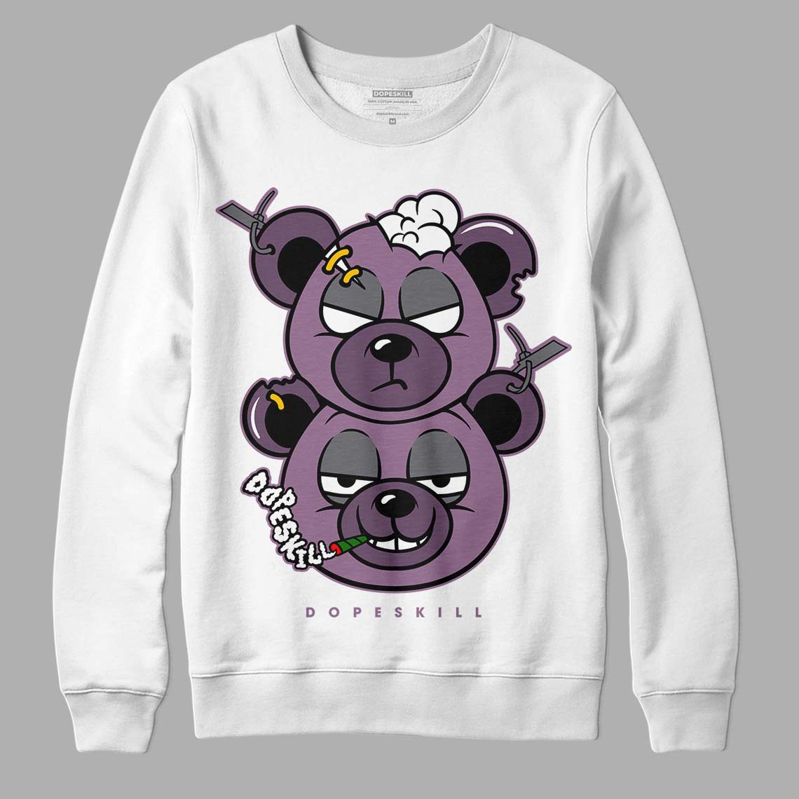 Jordan 2 “Mauve/Off-Noir” DopeSkill Sweatshirt New Double Bear Graphic Streetwear - White 