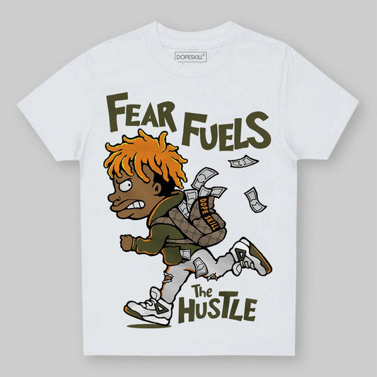Olive Sneakers DopeSkill Toddler Kids T-shirt Fear Fuels The Hustle Graphic Streetwear - White