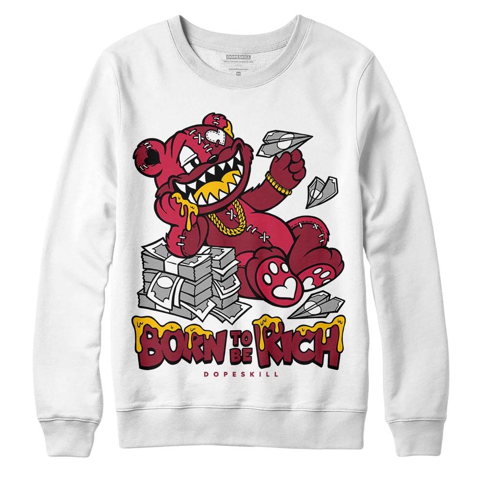 Jordan 1 Retro High '85 OG Metallic Burgundy DopeSkill Sweatshirt Born To Be Rich Graphic Streetwear - White