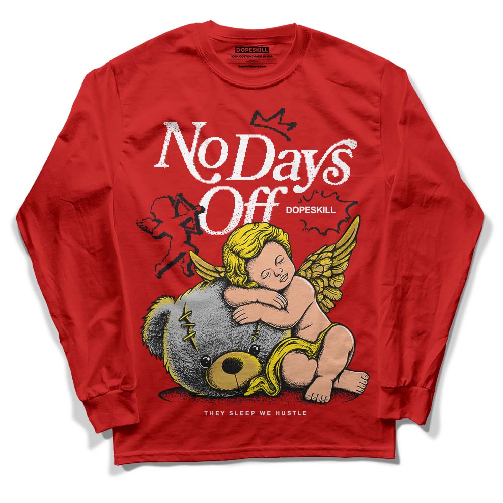 Red Sneakers DopeSkill Red Long Sleeve T-Shirt New No Days Off Graphic Streetwear