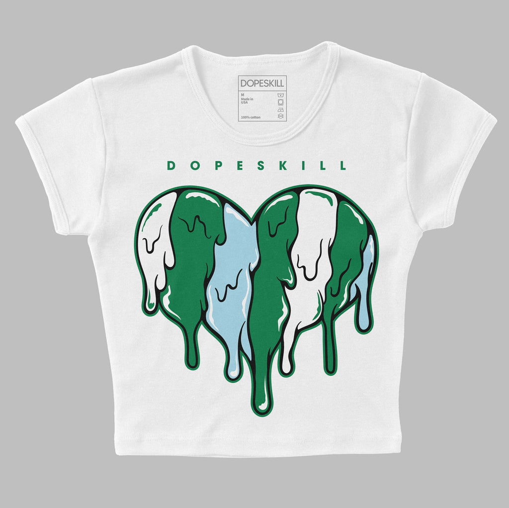 Jordan 5 “Lucky Green” DopeSkill Women's Crop Top Slime Drip Heart Graphic Streetwear - White