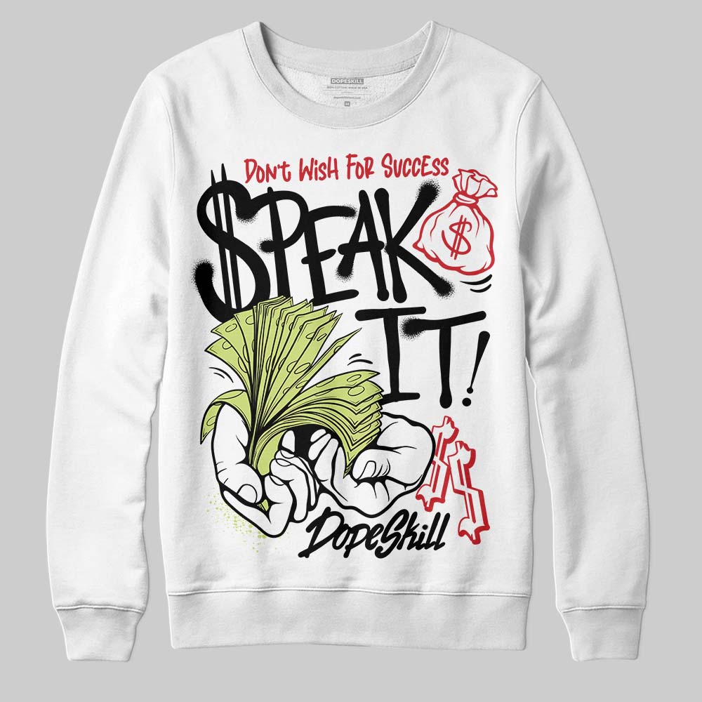 Jordan 5 “Luminous Green” DopeSkill Sweatshirt Speak It Graphic Streetwear - White