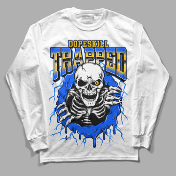 Royal Blue Sneakers DopeSkill Long Sleeve T-Shirt Trapped Halloween Graphic Streetwear - WHite