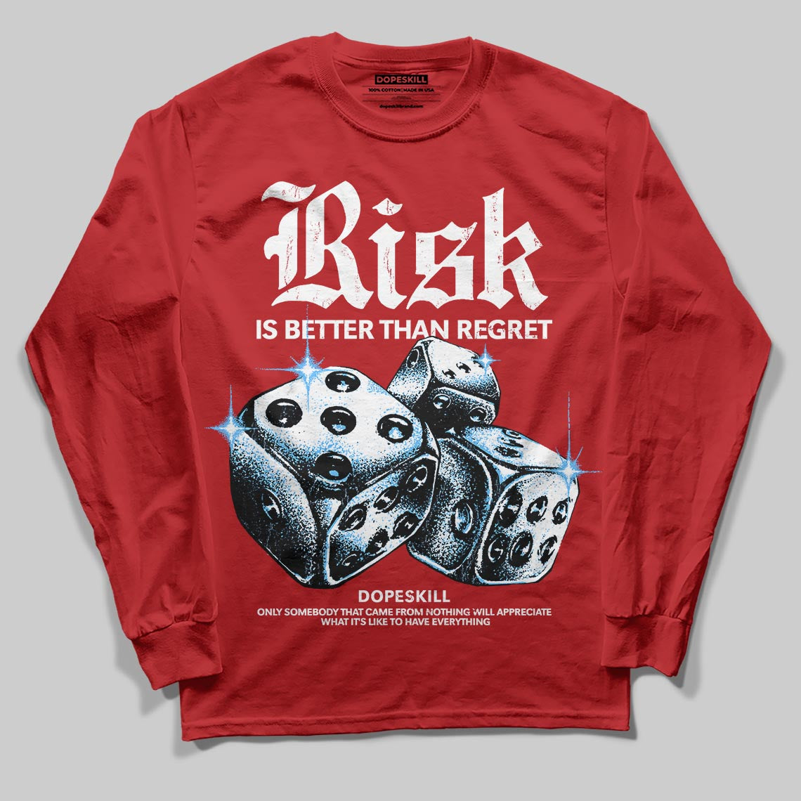 Red Sneakers DopeSkill Long Sleeve T-Shirt Risk Is Better Than Regret Graphic Streetwear - Red
