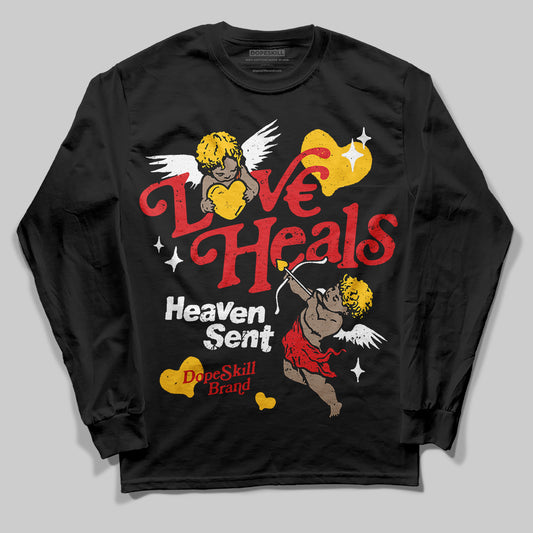 Jordan 4 Retro Red Cement DopeSkill Long Sleeve T-Shirt New Love Heals Graphic Streetwear - Black