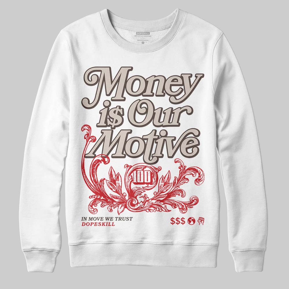 Adidas Samba OG Cloud White Better Scarlet Supplier Colour DopeSkill Sweatshirt Money Is Our Motive Typo Graphic Streetwear - White