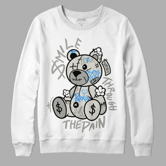 Jordan 4 Military Black DopeSkill Sweatshirt Smile Through The Pain Graphic Streetwear - White