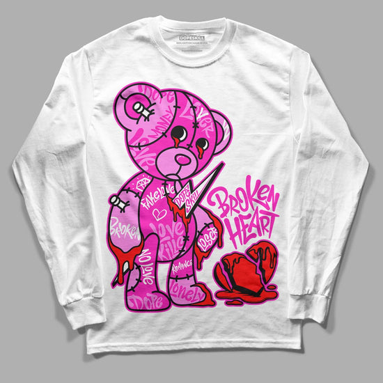 Dunk Low GS “Active Fuchsia” DopeSkill Long Sleeve T-Shirt Broken Heart Graphic Streetwear - White