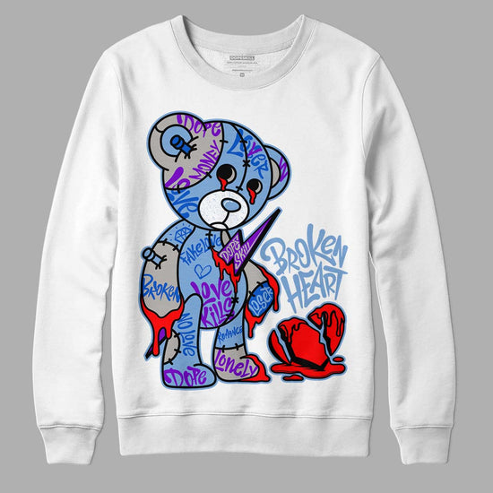 Jordan 5 Retro University Blue DopeSkill Sweatshirt Broken Heart Graphic Streetwear - White