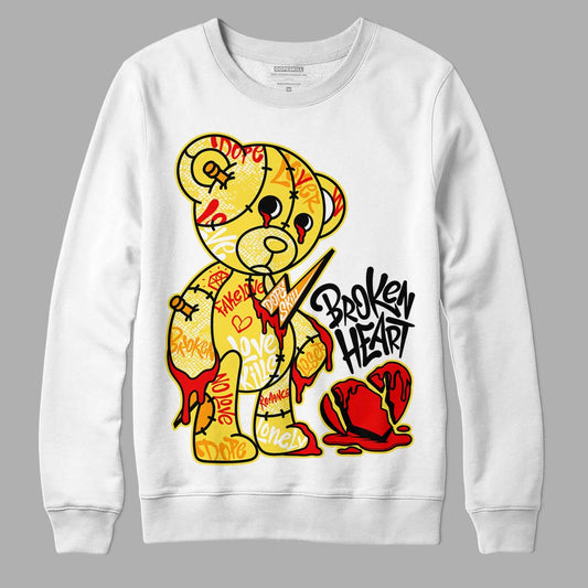 Jordan 11 Low 'Yellow Snakeskin' DopeSkill Sweatshirt Broken Heart Graphic Streetwear - White