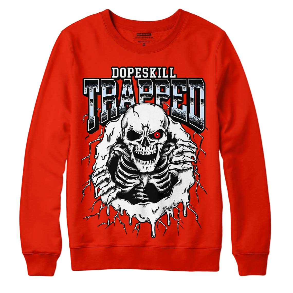 Jordan 6 Retro Toro Bravo DopeSkill Varsity Red Sweatshirt Trapped Halloween Graphic Streetwear