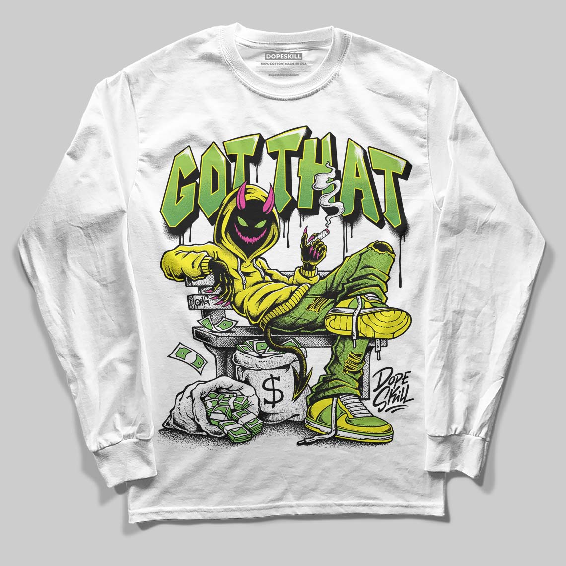 Neon Green Sneakers DopeSkill Long Sleeve T-Shirt Got That Graphic Streetwear - White 
