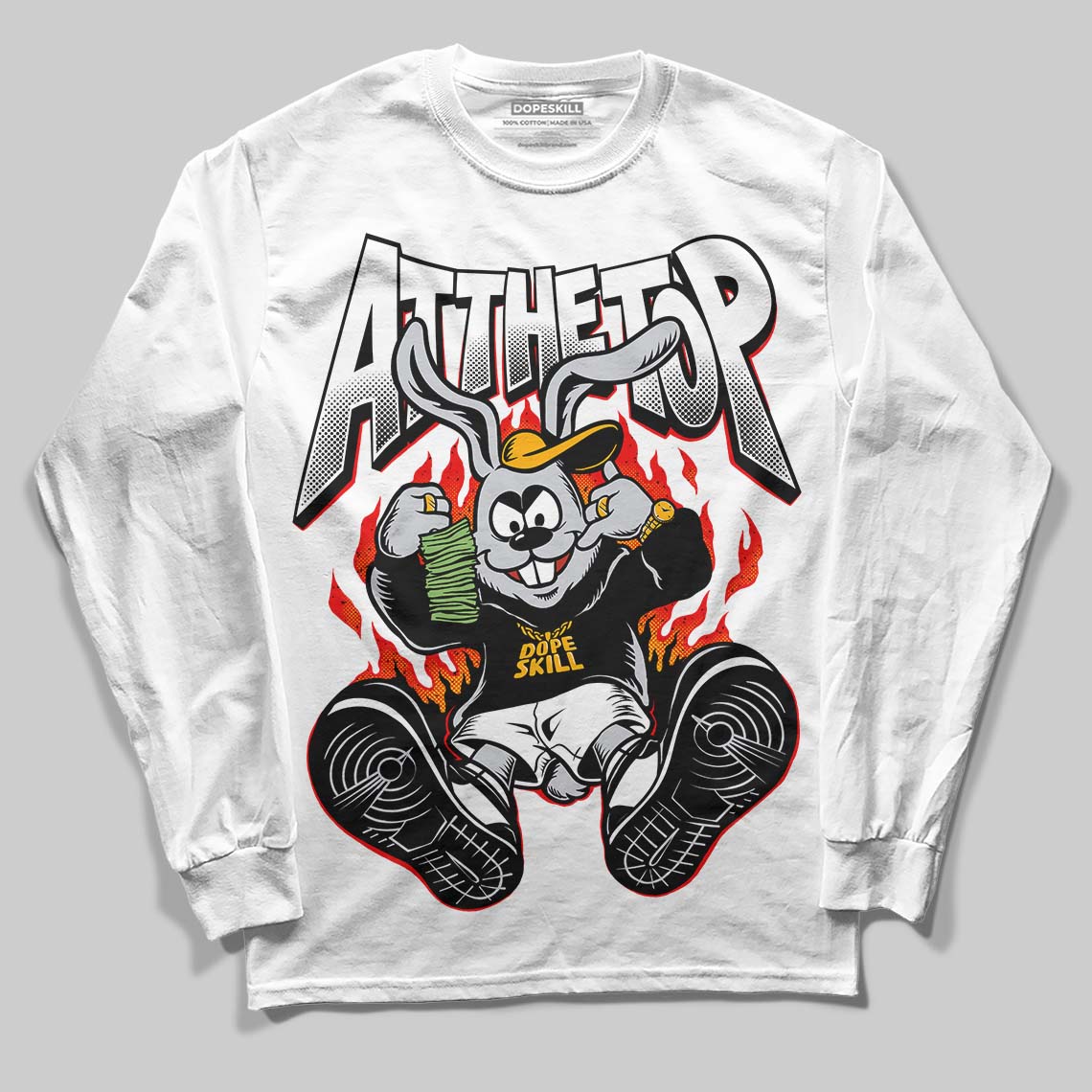 Black and White Sneakers DopeSkill Long Sleeve T-Shirt At The Top Graphic Streetwear - White 