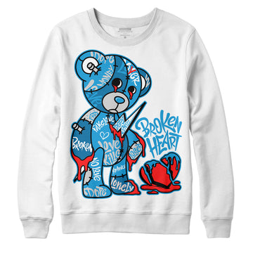 Jordan 4 Retro Military Blue DopeSkill Sweatshirt Broken Heart Graphic Streetwear - White