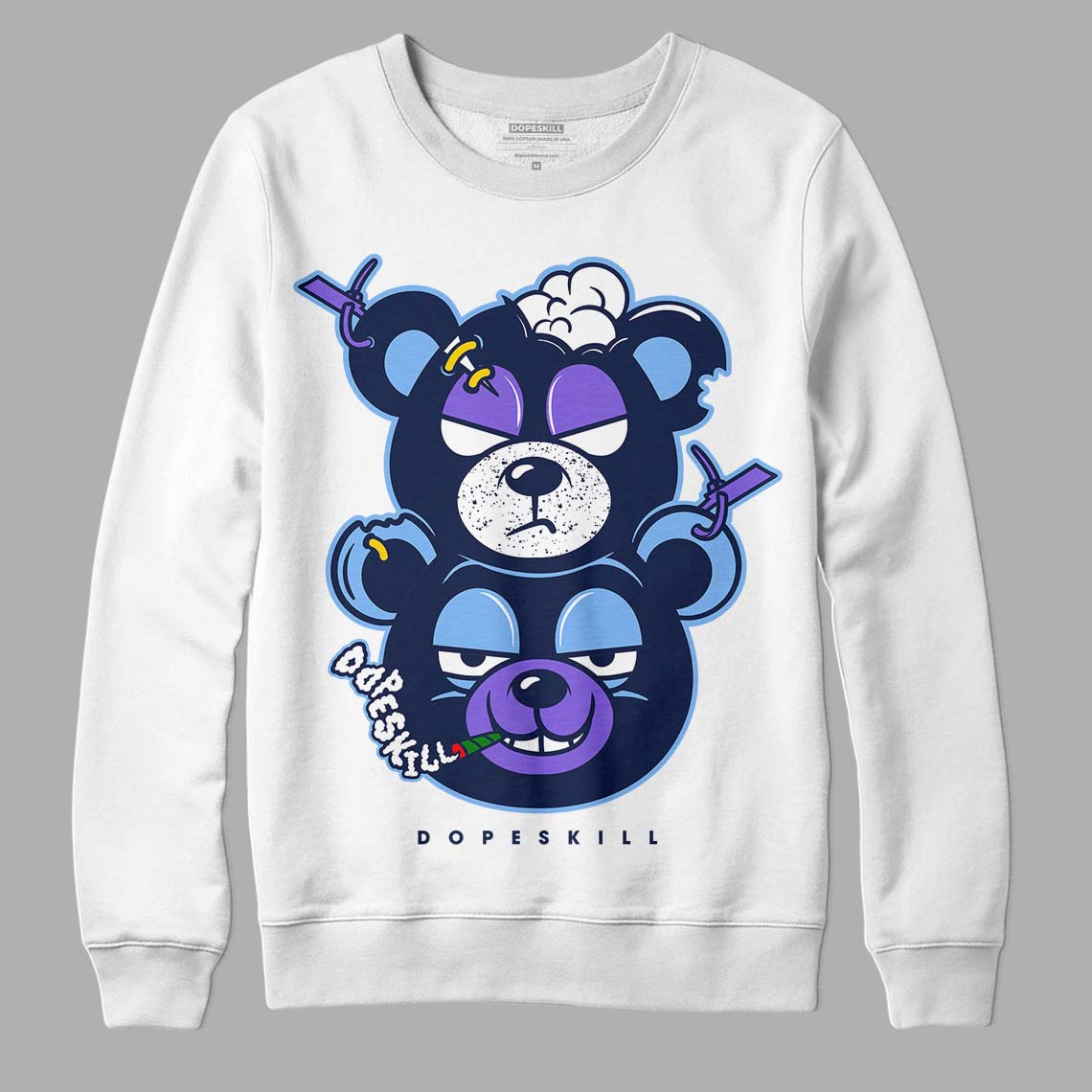 Jordan 5 SE “Georgetown” DopeSkill Sweatshirt New Double Bear Graphic Streetwear