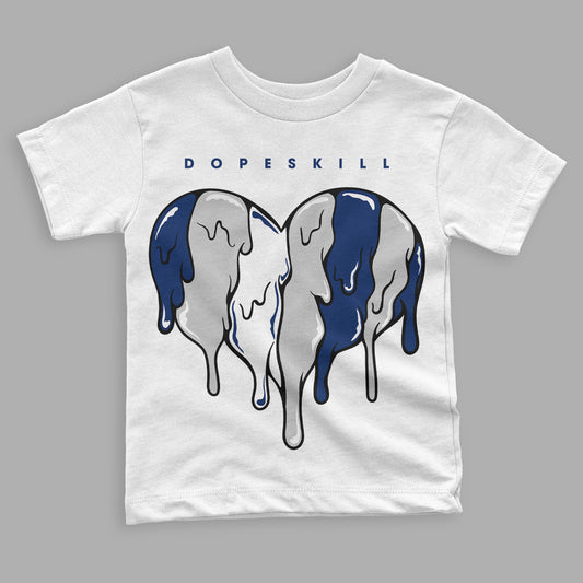 Jordan 13 French Blue DopeSkill Toddler Kids T-shirt Slime Drip Heart Graphic Streetwear - White 