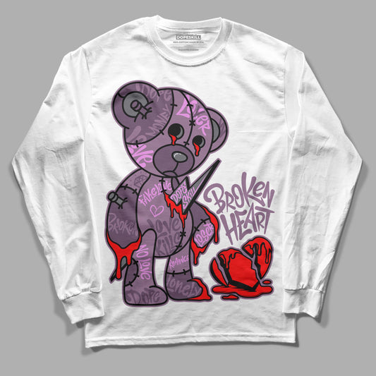 Jordan 2 “Mauve/Off-Noir” DopeSkill Long Sleeve T-Shirt Broken Heart Graphic Streetwear - White 