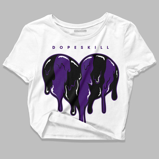 Jordan 12 "Field Purple" DopeSkill Women's Crop Top Slime Drip Heart Graphic Streetwear - White