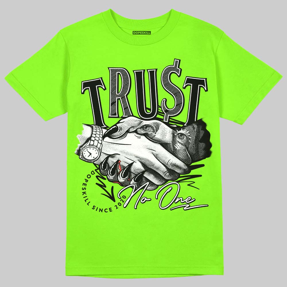 Neon Green Sneakers DopeSkill Neon Green T-shirt Trust No One Graphic Streetwear