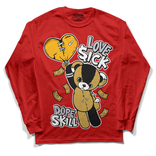 Red Sneakers DopeSkill Red Long Sleeve T-Shirt Love Sick Graphic Streetwear