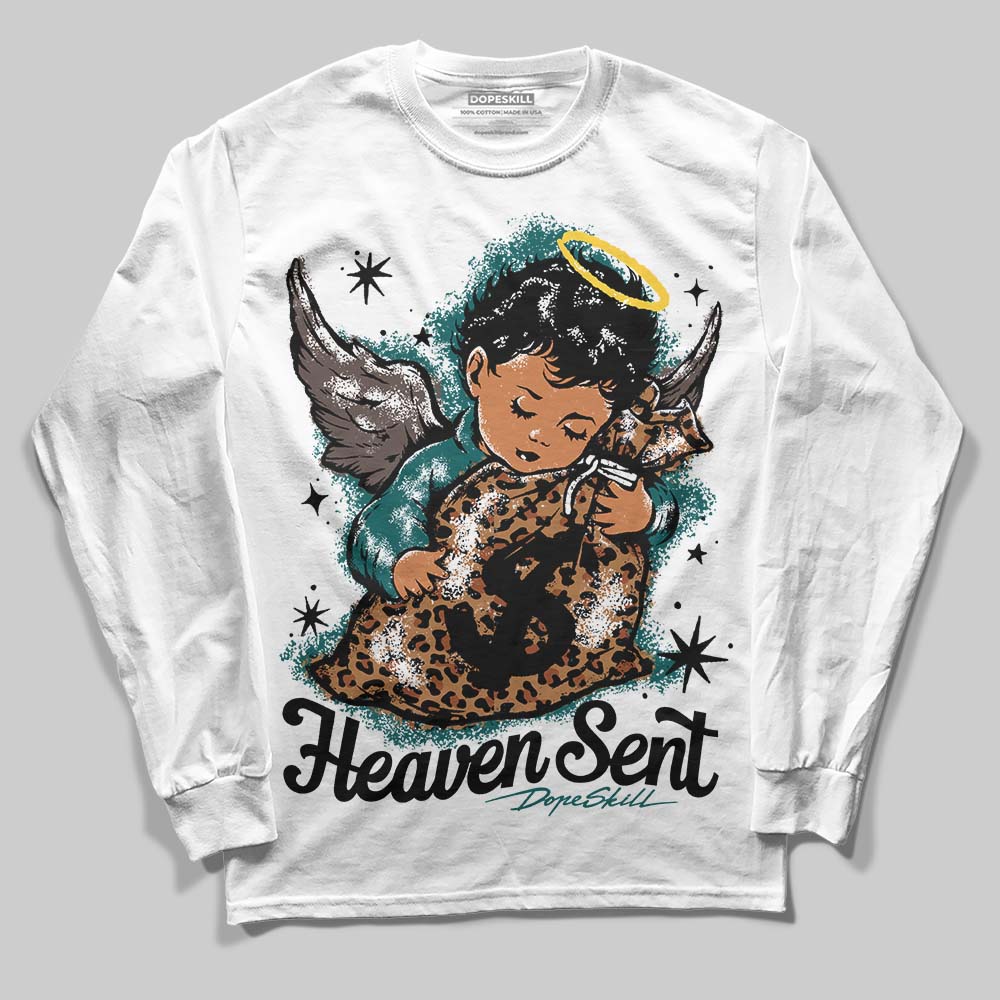 Adidas Samba OG Leopard Pack Collegiate Green DopeSkill Long Sleeve T-Shirt Heaven Sent Graphic Streetwear - White