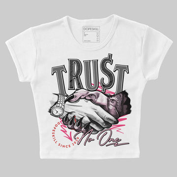 Jordan 3 “Wings” DopeSkill Women's Crop Top Trust No One Graphic Streetwear - White