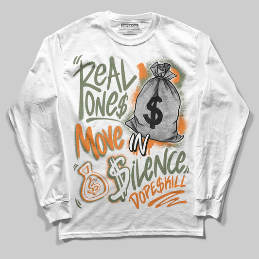 Jordan 4 Retro OG SP Undefeated (2025) DopeSkill Long Sleeve T-Shirt Real Ones Move In Silence Graphic Streetwear - White