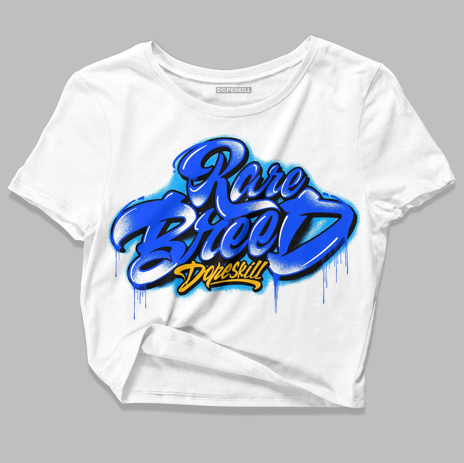 Royal Blue Sneakers DopeSkill Women's Crop Top Rare Breed Type Graphic Streetwear - White 