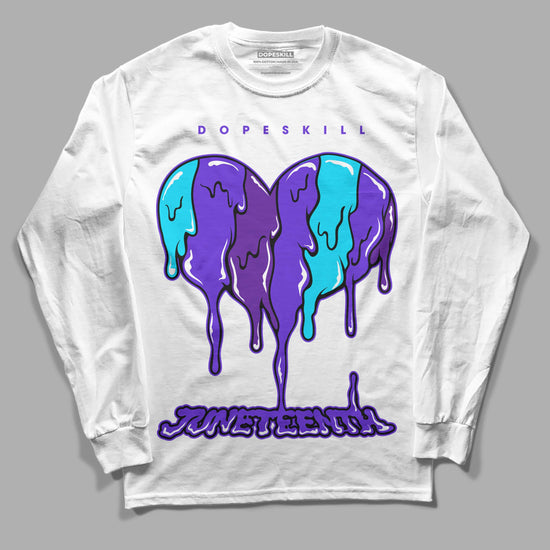 Jordan 6 "Aqua" DopeSkill Long Sleeve T-Shirt Juneteenth Heart Graphic Streetwear - White 