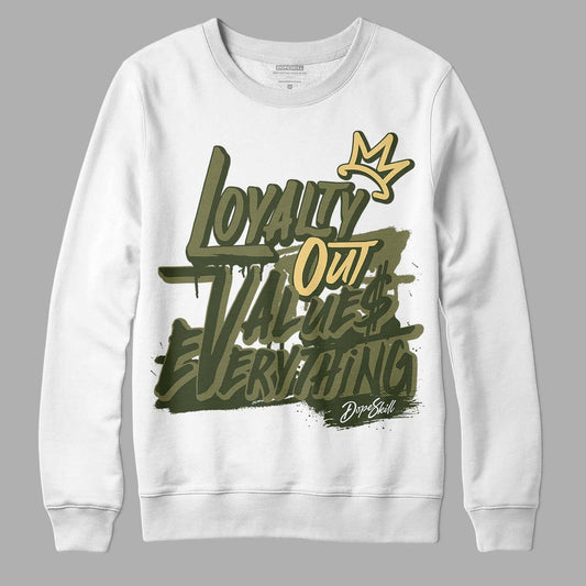 Jordan 4 Retro SE Craft Medium Olive DopeSkill Sweatshirt LOVE Graphic Streetwear - White