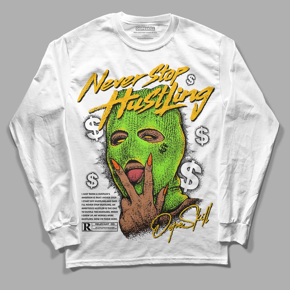 Neon Green Sneakers DopeSkill Long Sleeve T-Shirt Never Stop Hustling Graphic Streetwear - White 