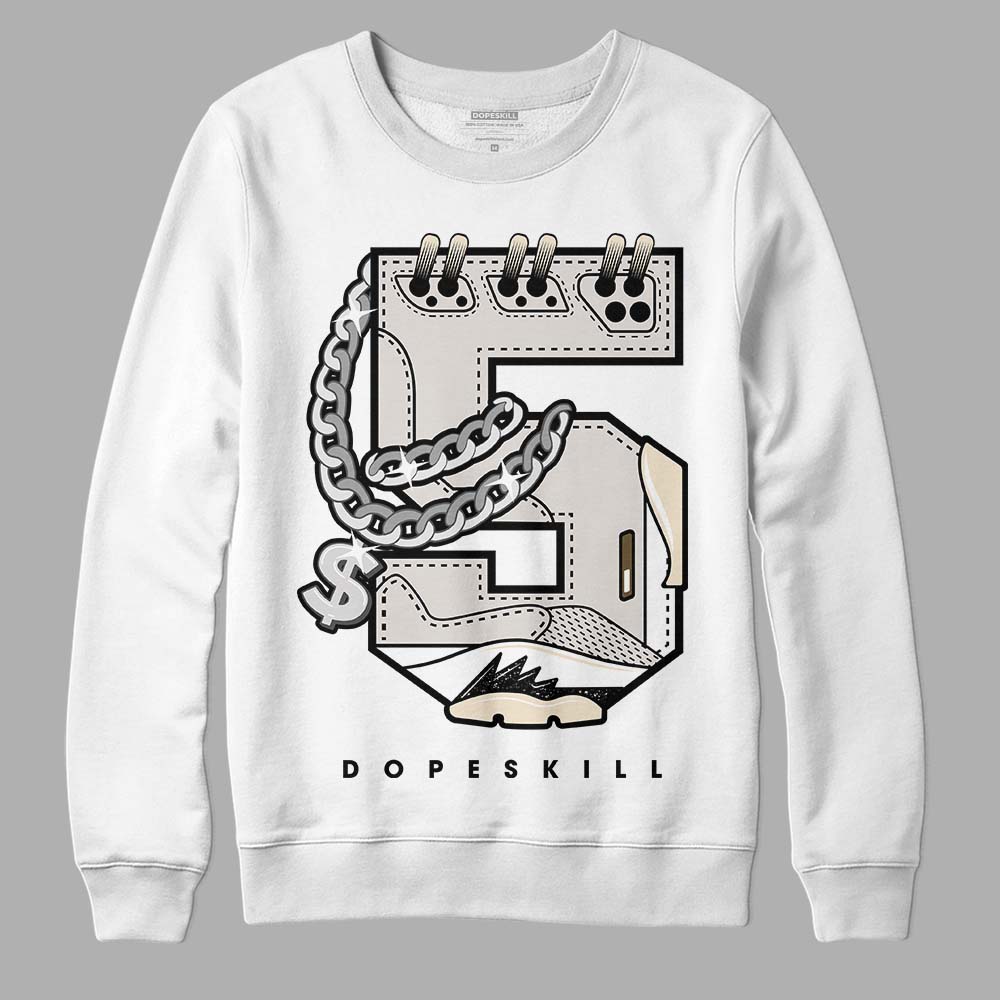 Jordan 5 SE “Sail” DopeSkill Sweatshirt No.5 Graphic Streetwear - White