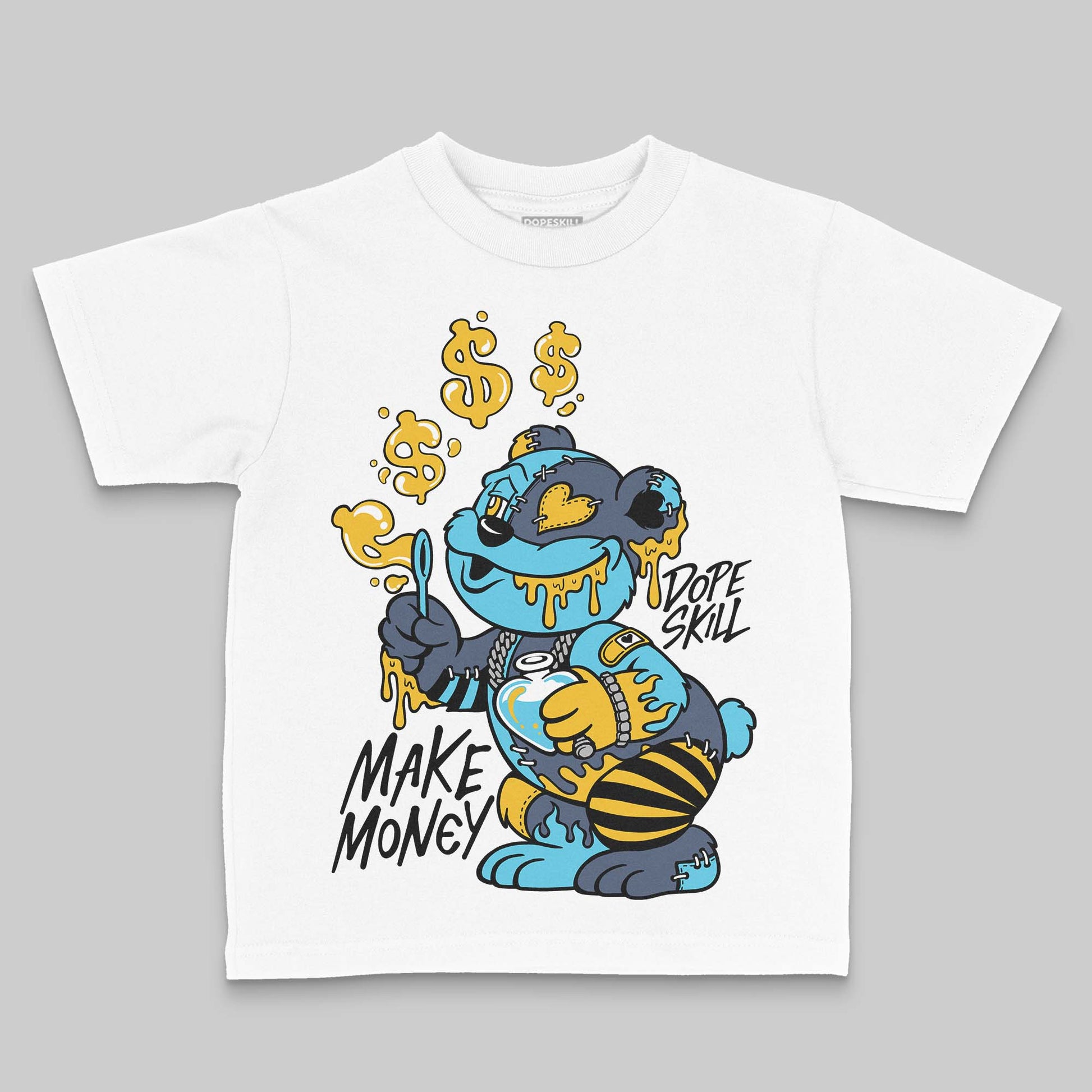 Jordan 11 Retro Gamma Blue (2025) DopeSkill Toddler Kids T-shirt Make Money Graphic Streetwear - White 