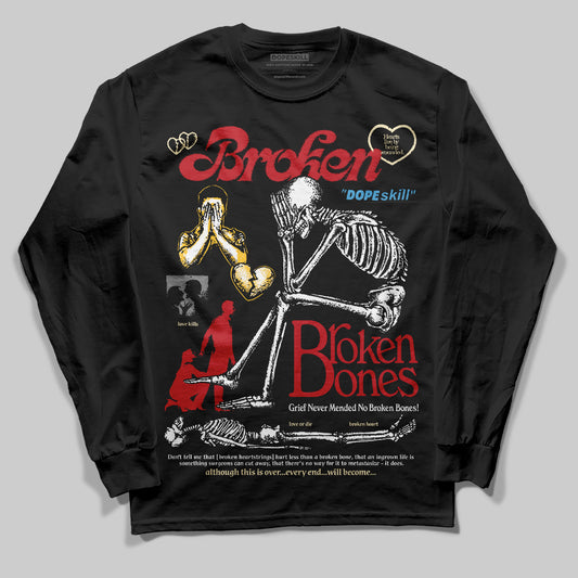 Union LA x Air Jordan 1 High OG “Chicago/Shadow” DopeSkill Long Sleeve T-Shirt Broken Bones Graphic Streetwear - Black