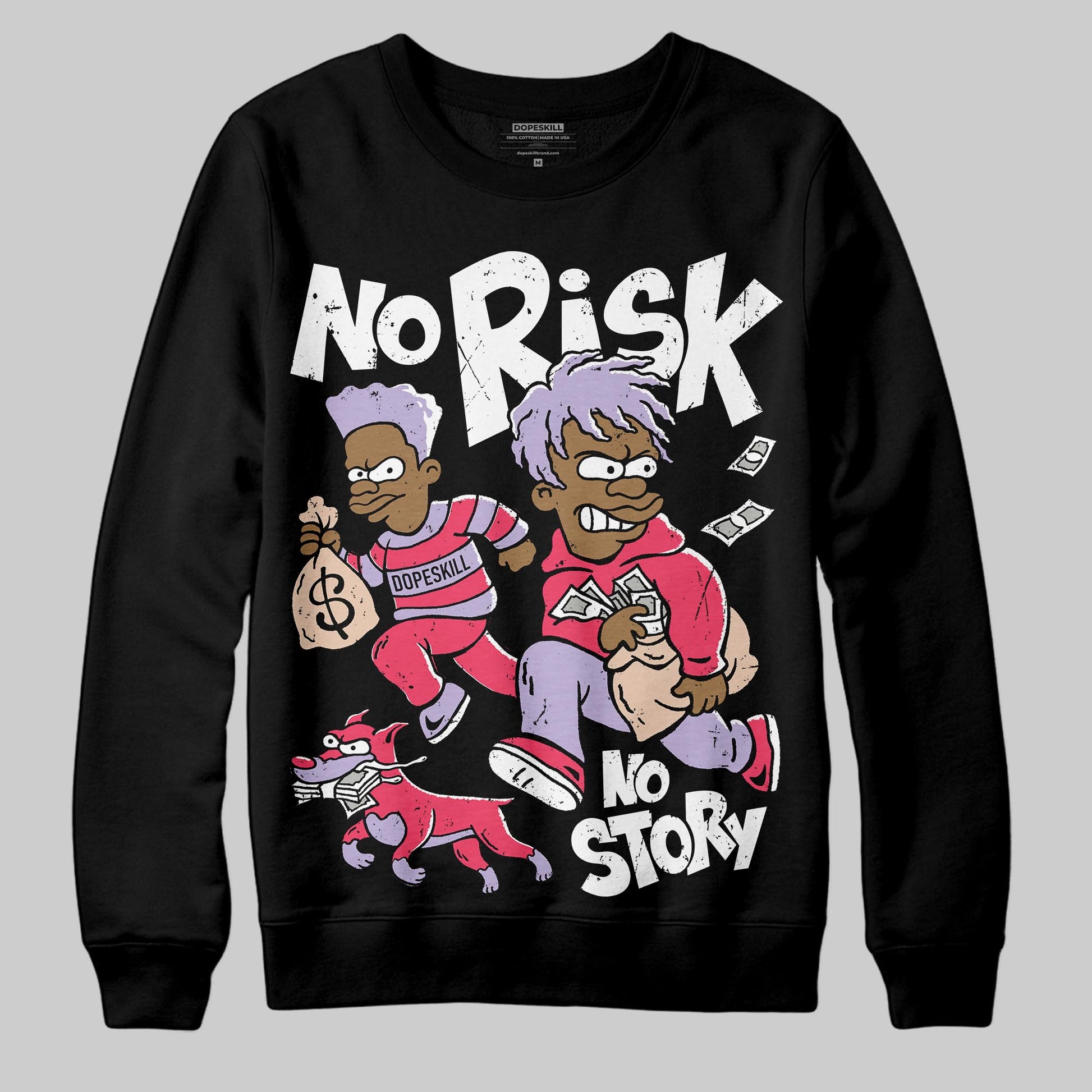 Jordan 5 Low “Peanut Butter Jelly” DopeSkill Sweatshirt No Risk No Story Graphic Streetwear - Black