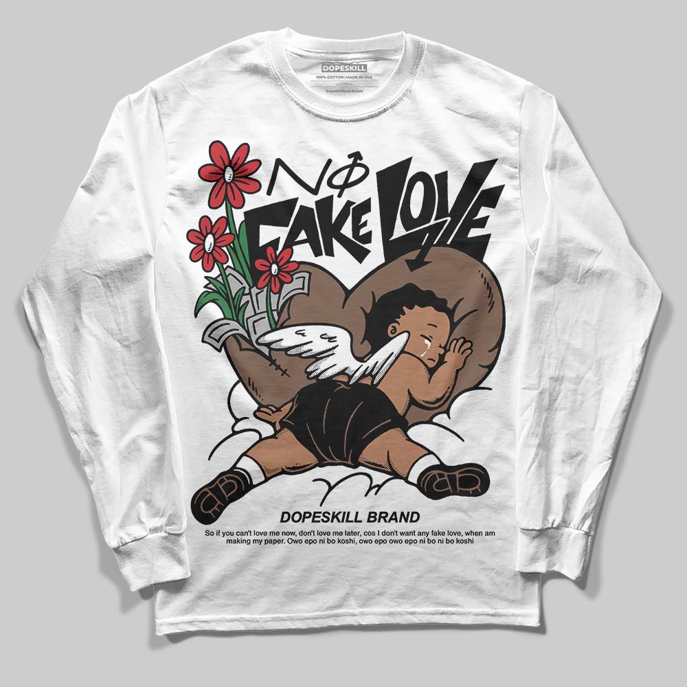 Jordan 9 'Olive' DopeSkill Long Sleeve T-Shirt No Fake Love Graphic Streetwear - White