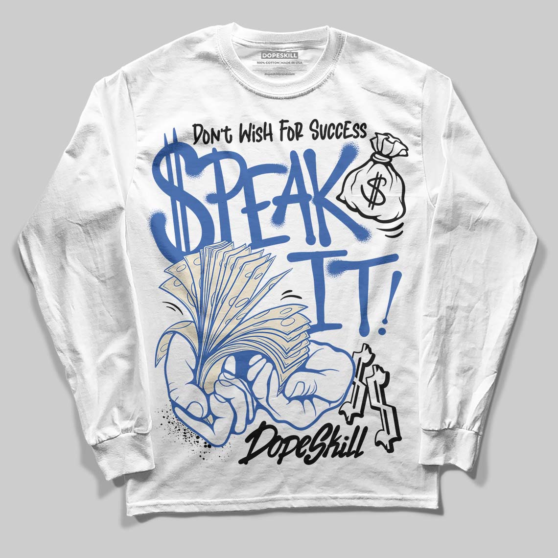 Jordan 1 Low Travis Scott x Fragment DopeSkill Long Sleeve T-Shirt Speak It Graphic Streetwear - White