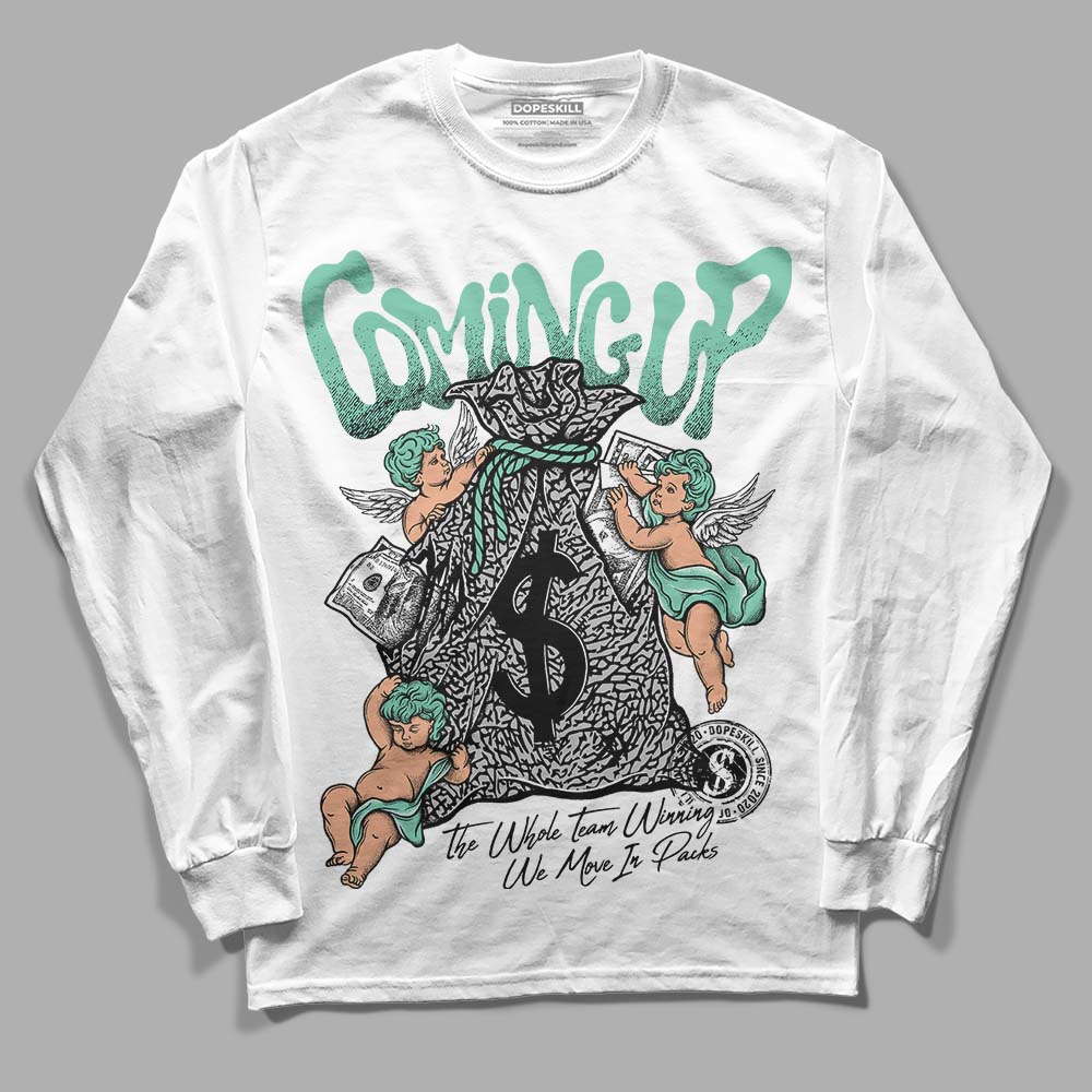 Jordan 3 "Green Glow" DopeSkill Long Sleeve T-Shirt Money Bag Coming Up Graphic Streetwear - White 